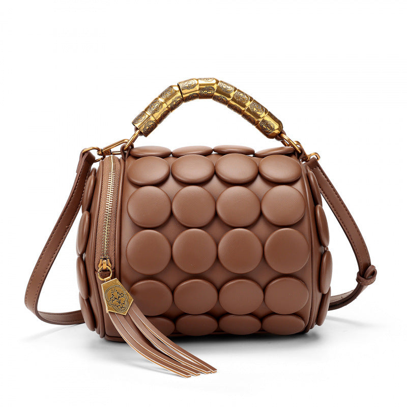 Women's Round Handmade Button Classic Pillow Women's Handbag