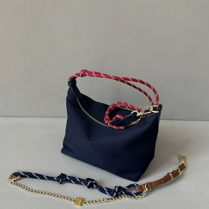 Versatile Large Capacity Contrast Color Commuter Surfing Canvas Women's Shoulder Bag