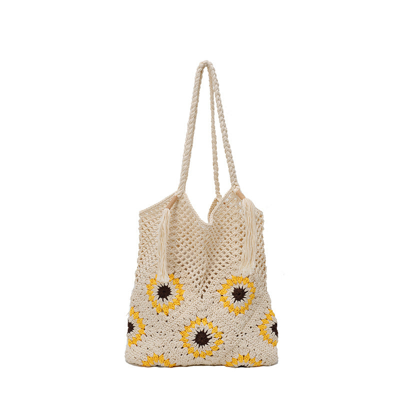 Women's Summer Lightweight Weaving Hollow Artistic Large Capacity Vacation Style Bags
