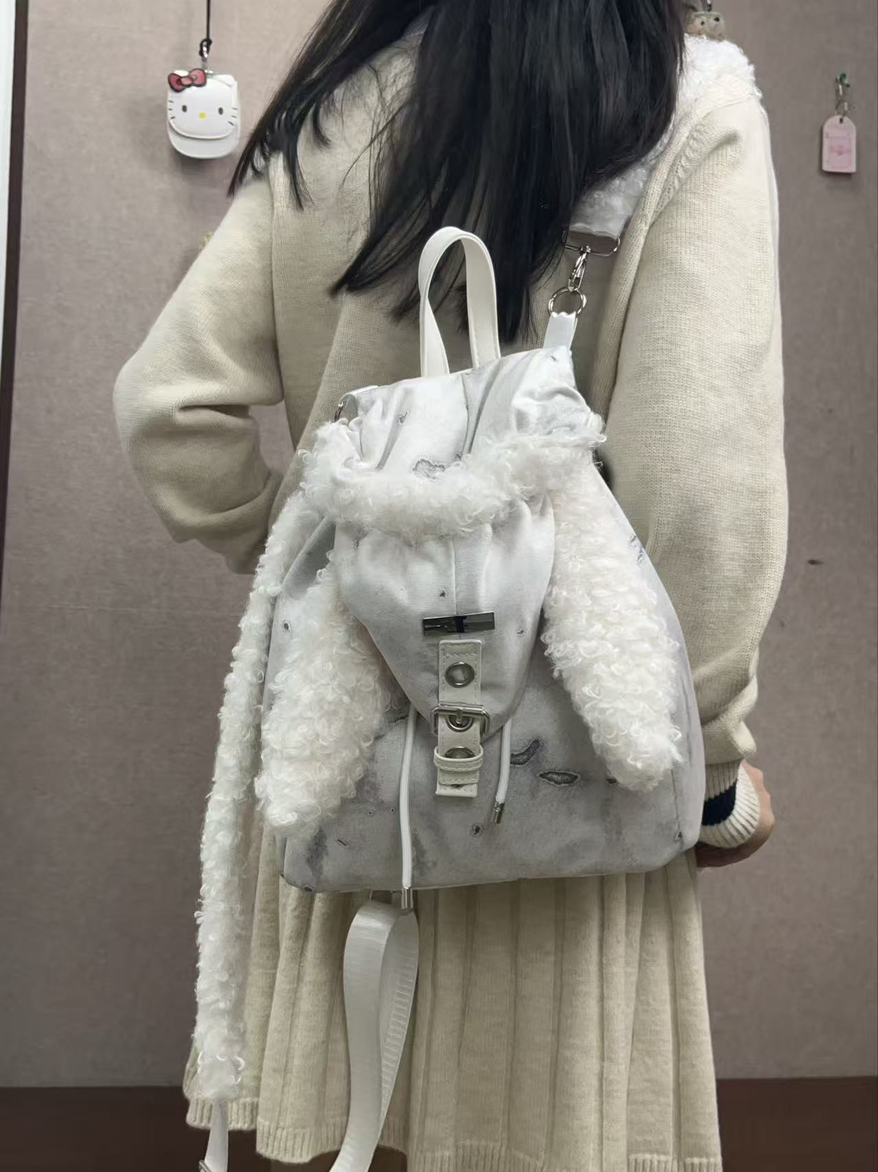 Women's Rabbit Ears Hat Large Capacity Versatile Women's Backpack