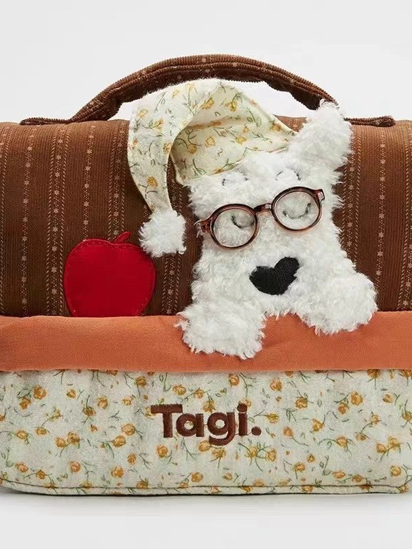 Glasses Puppy Good Night Cute Storage Portable Toiletry Large Capacity Cosmetic Bags