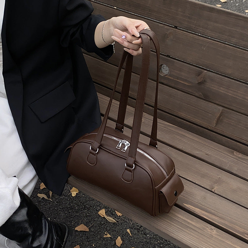 Women's Autumn Retro Textured Bowling Simple Pillow Underarm Bag