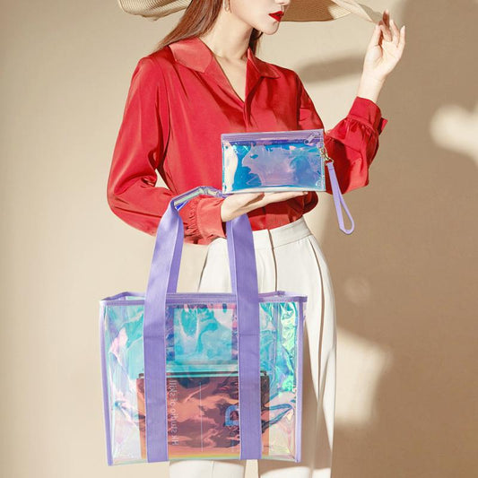 Women's Colorful Portable Waterproof Gel Beach Tote Bag