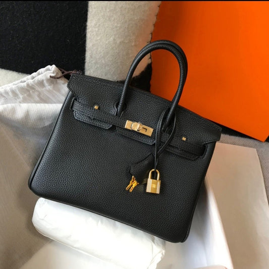Cowhide Grain Gold Sier Genuine Leather Fashion Large Capacity Portable Women's Handbag