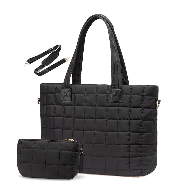 Women's Down Quilted Zipper Fluffy Work Handbags
