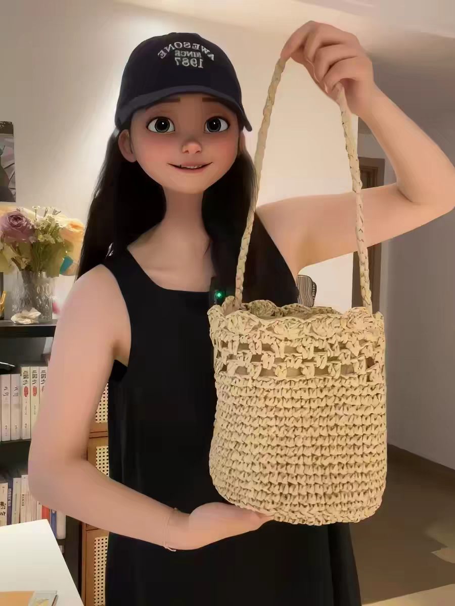 Single Straw Summer Hollow Lace Advanced Women's Shoulder Bag