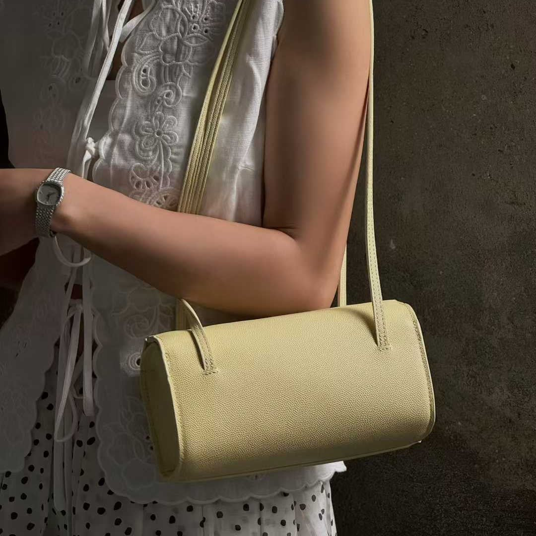 Design Solid Color First Layer Cowhide Box Caviar Women's Shoulder Bag
