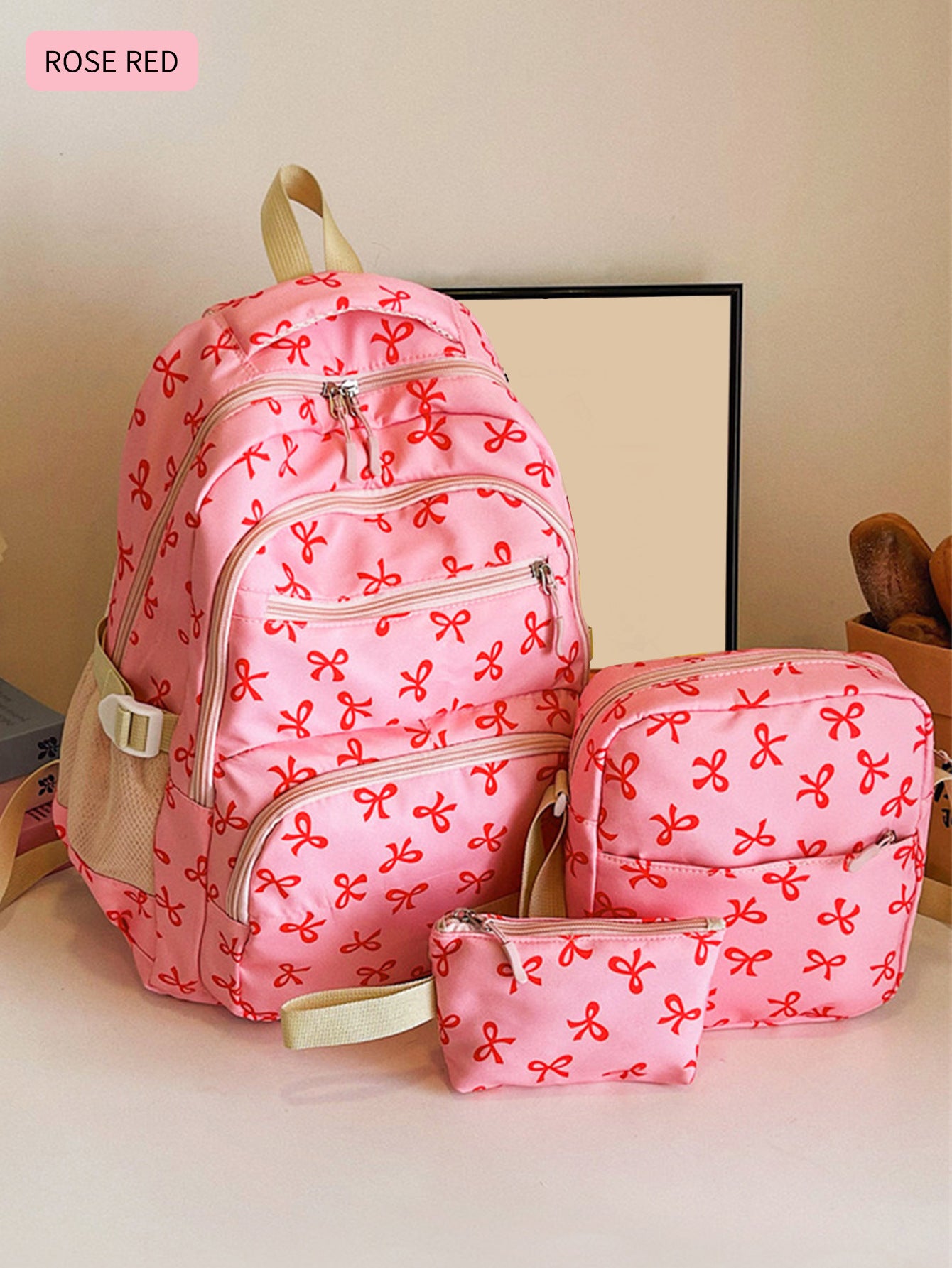 Three-piece Junior High College Large Capacity Women's Backpack