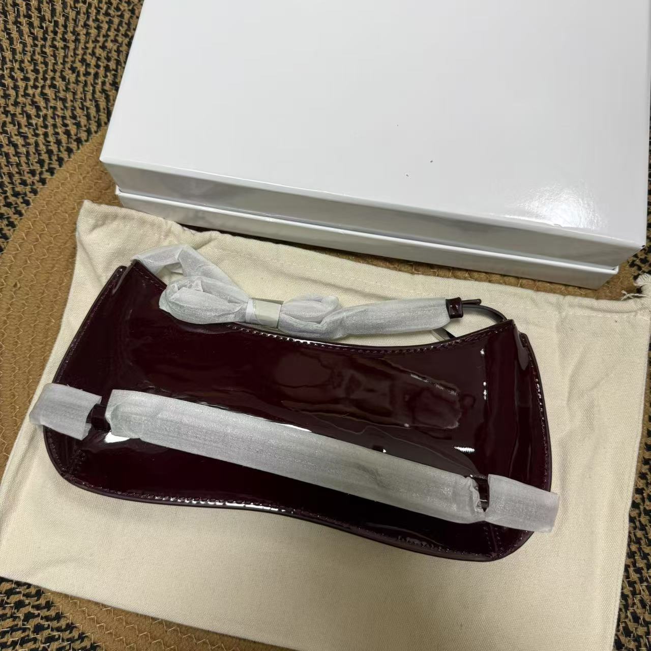 Women's Correct Letter Patent Leather Baguette Premium Underarm Bag
