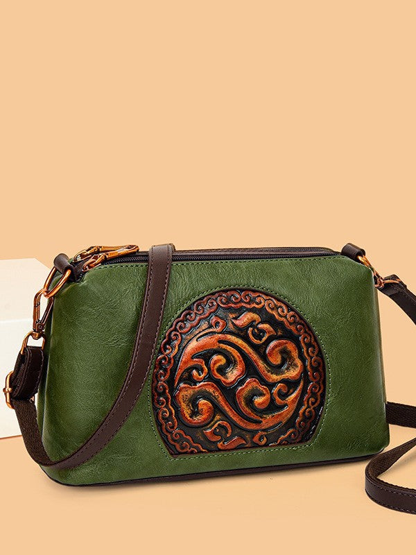 Women's Retro Ethnic Style Authentic Leather Tactile Bags