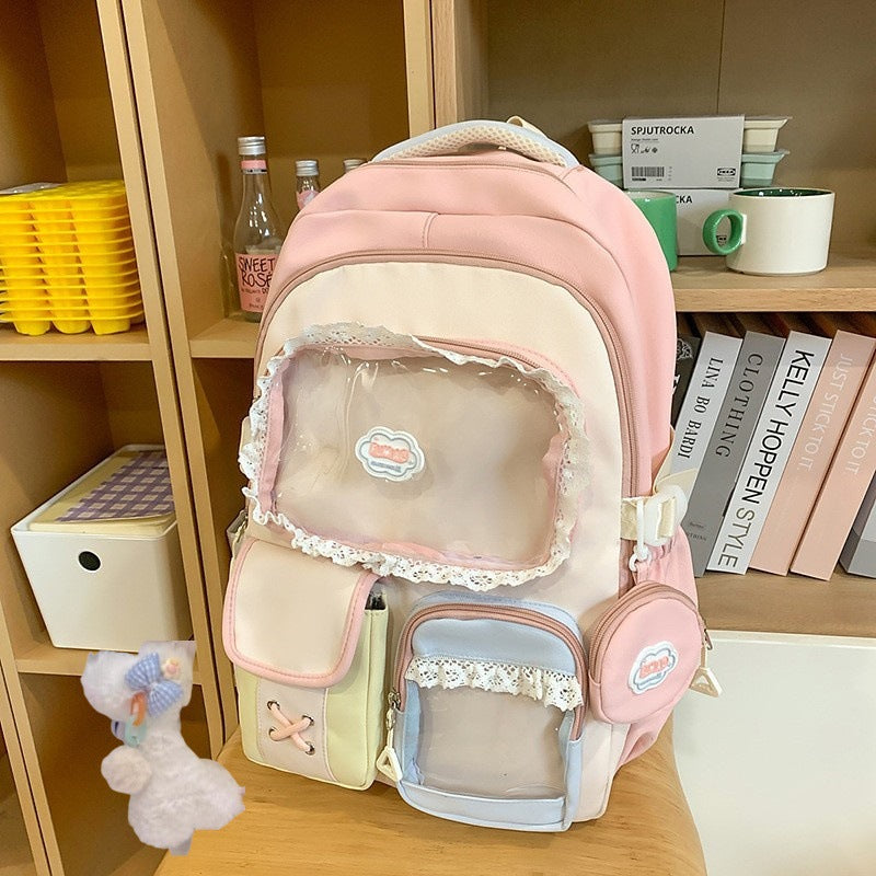 Contrast Color Girlish Preppy Style For Junior Backpacks