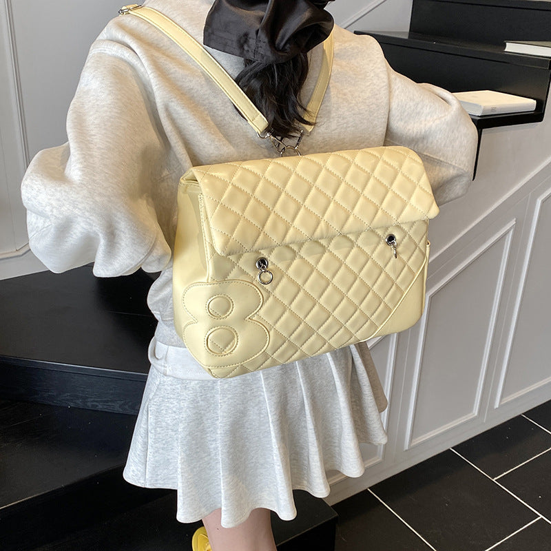 Korean Simple Rhombus Fashion Personality Versatility Large Capacity Women's Backpack