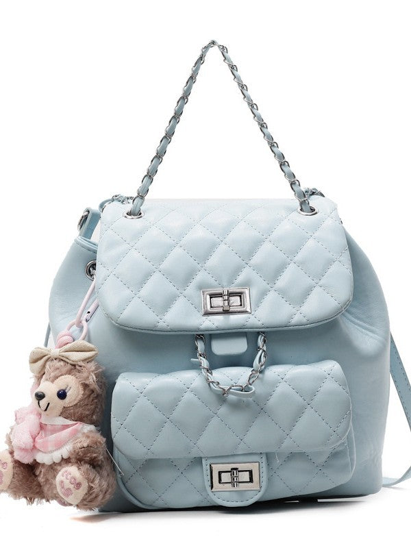 Women's Classic Style Rhombus Chain Trendy Niche Backpacks
