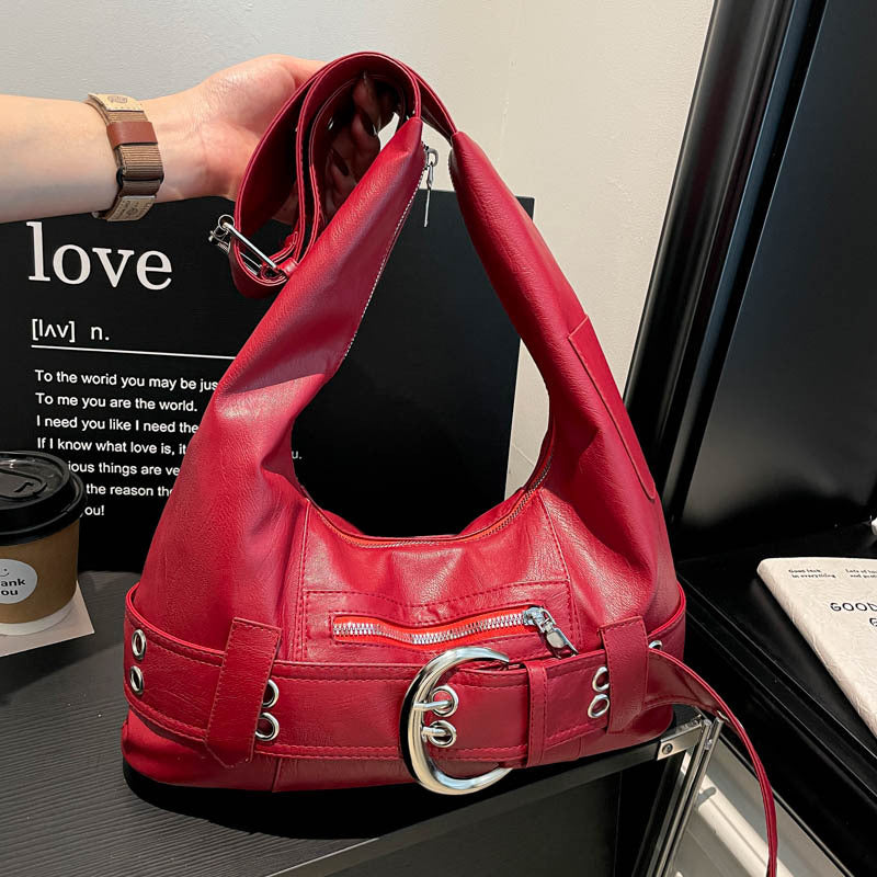 Fashion Retro Hot Underarm Large Capacity Design Commuter Black Women's Shoulder Bag