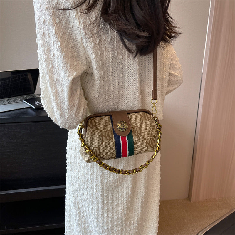Women's Underarm Striped Retro Clip French Classic Shoulder Bags