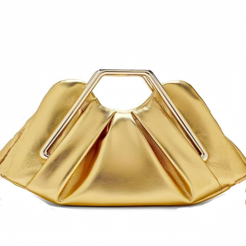 Women's Soft Leather Fashion Cloud Pleated Dinner Advanced Women's Handbag