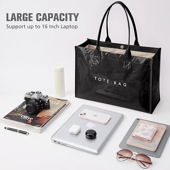 Women's Lettered Versatile Minimalist Transparent Simple Commuter Tote Bag