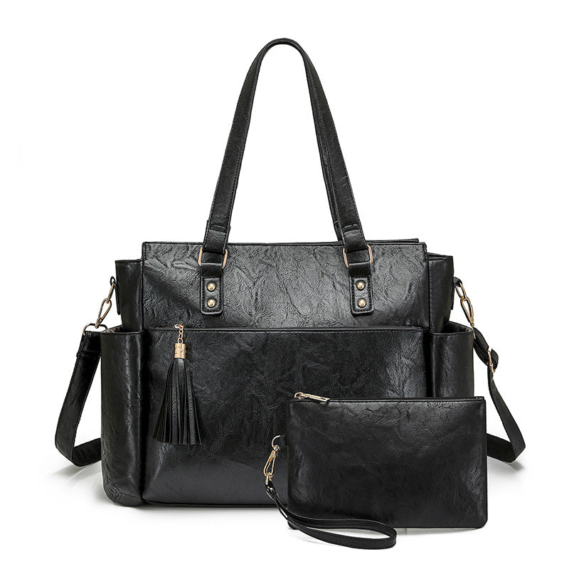 Women's Fashion Large Capacity Tassel Zipper Mother Women's Handbag