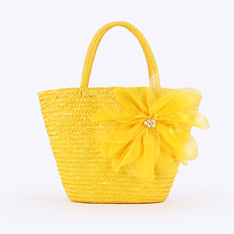 Women's Pastoral Silk Large Flower Woven Fashion Seaside Vacation Beach Women's Shoulder Bag