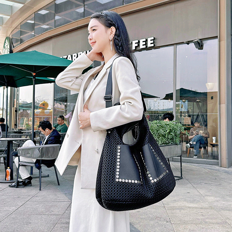 Personality Large Soft Surface Stitching Capacity Bags