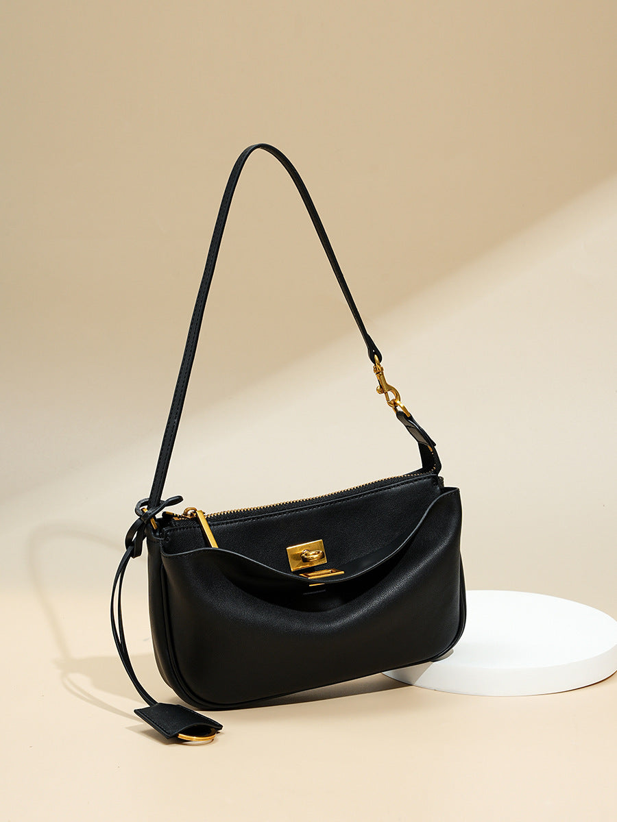 Women's Style Genuine Leather High-grade Portable Commuter First Layer Underarm Bag