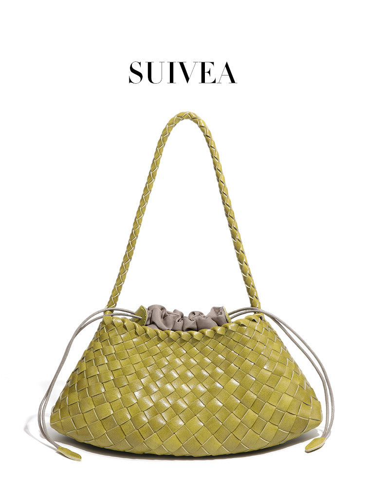 Women's Niche Underarm Woven Vegetable Basket Personality Bucket Bags