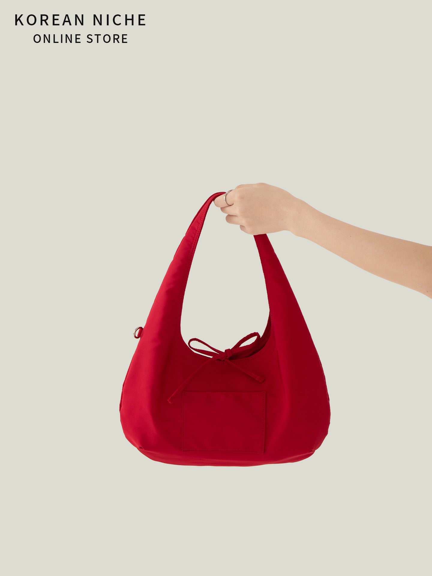 Women's Simple Lightweight Bow Korean Nylon Portable Underarm Bag