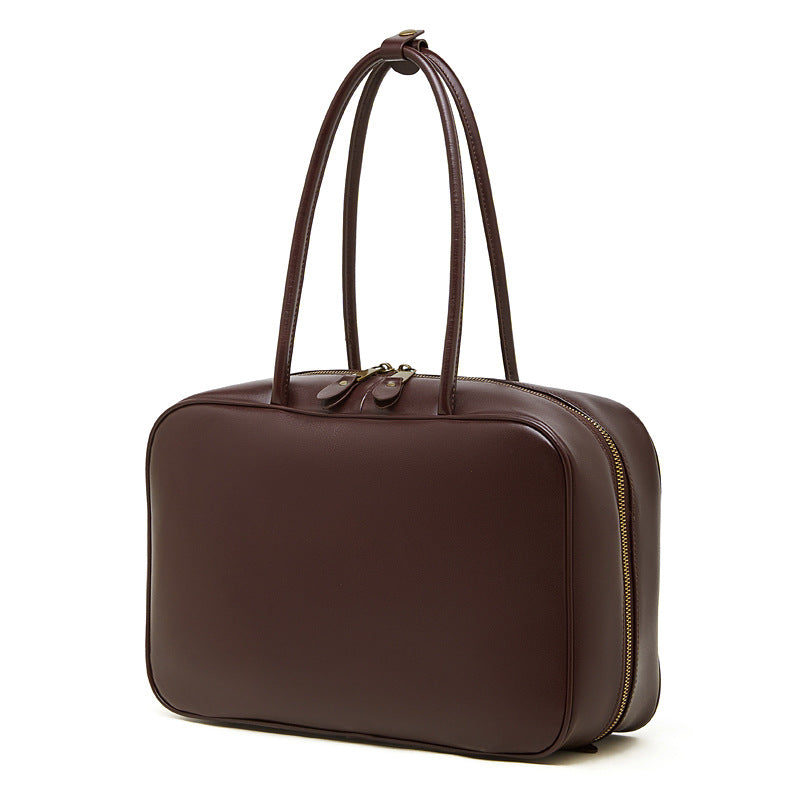 Trendy Beautiful Women's Niche Leather Bowling Bags