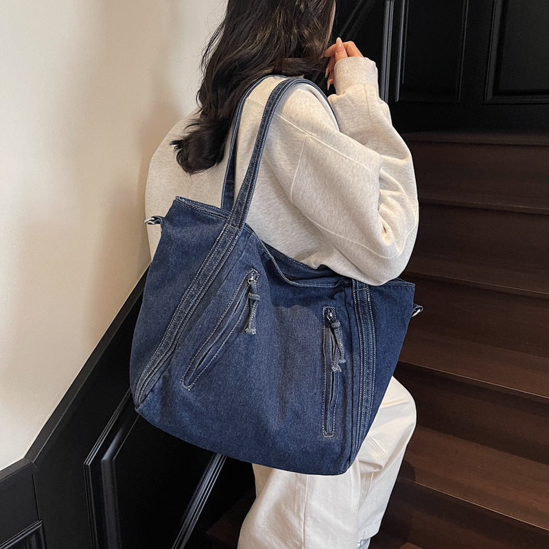 Women's Large Capacity Denim Summer Class Commuter Tote Bag