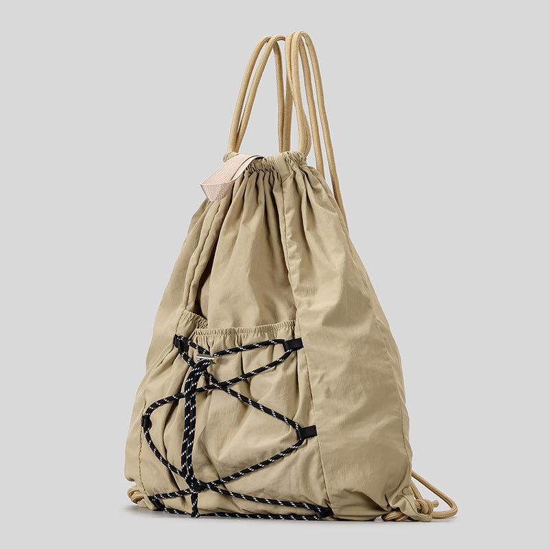 Women's & Men's Capacity Lightweight Nylon Strap Drawstring Good-looking Early Leisure Backpack