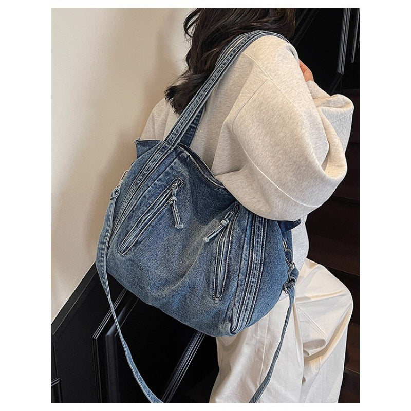 Women's Korean Style Large Capacity High Sense Idle Denim Retro Women's Shoulder Bag