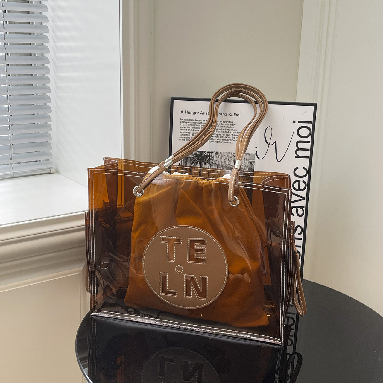 Portable Transparent Beach Holiday Large Capacity Western Style Tote Bag