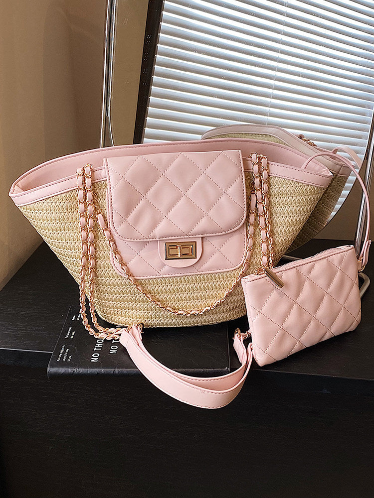 Women's Spring Vacation Style Vegetable Basket Woven Tote Bags