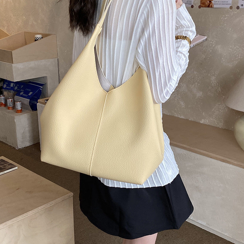 Women's Leather Large Capacity Temperament Commuter Loose Tote Bag