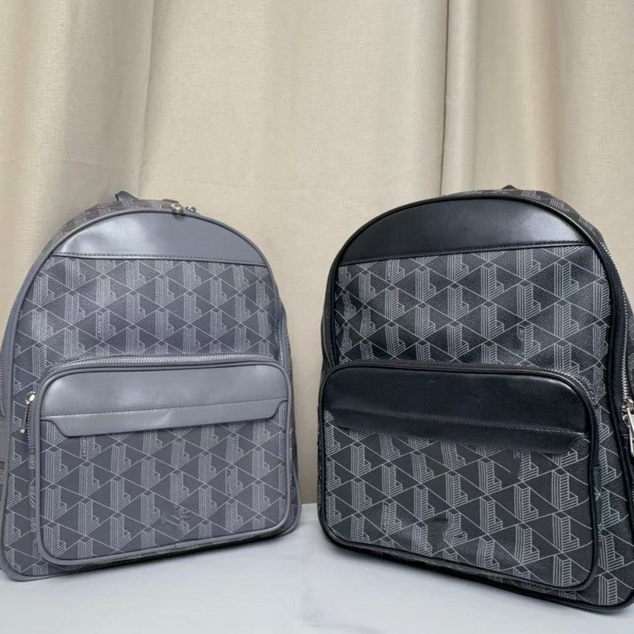 Men's Fashion Personalized Printed Leather Lettered Classic Large Leisure Backpack