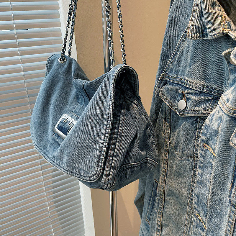 Women's Denim Fashion Commuter Large Capacity Underarm Spring Bags