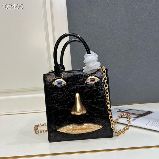 Women's Summer Parry Plain Cowhide Chain Face Women's Shoulder Bag