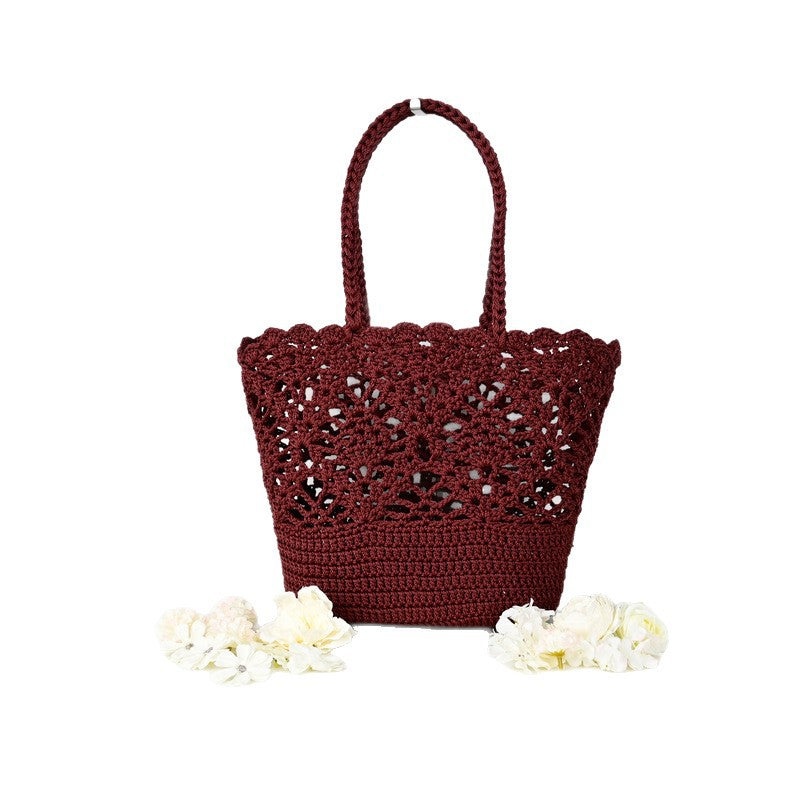 Women's Woven Knitted Handmade Cotton Thread Hollow Crochet Women's Handbag