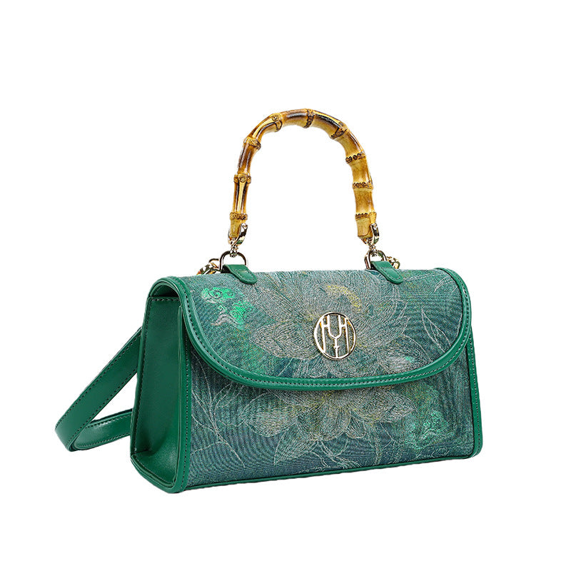 Women's Quality Cheongsam Leather Antique Vintage Boston Dinner Republic Of China Tote Bag
