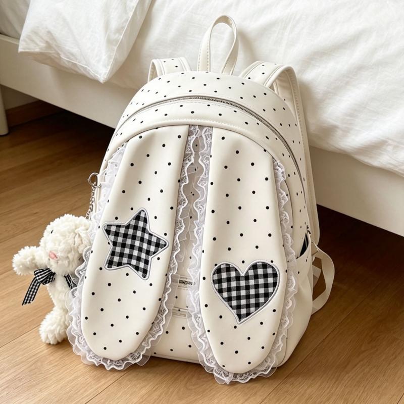 Women's Rabbit Korean Style Polka Dot Large Capacity Commuter Women's Backpack