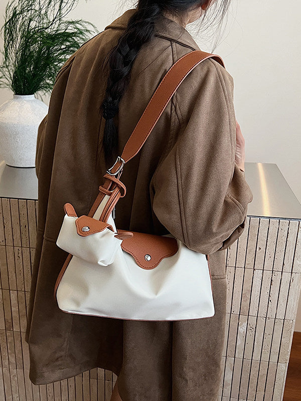 Nylon Cloth Underarm Commuter Color Contrast Bags