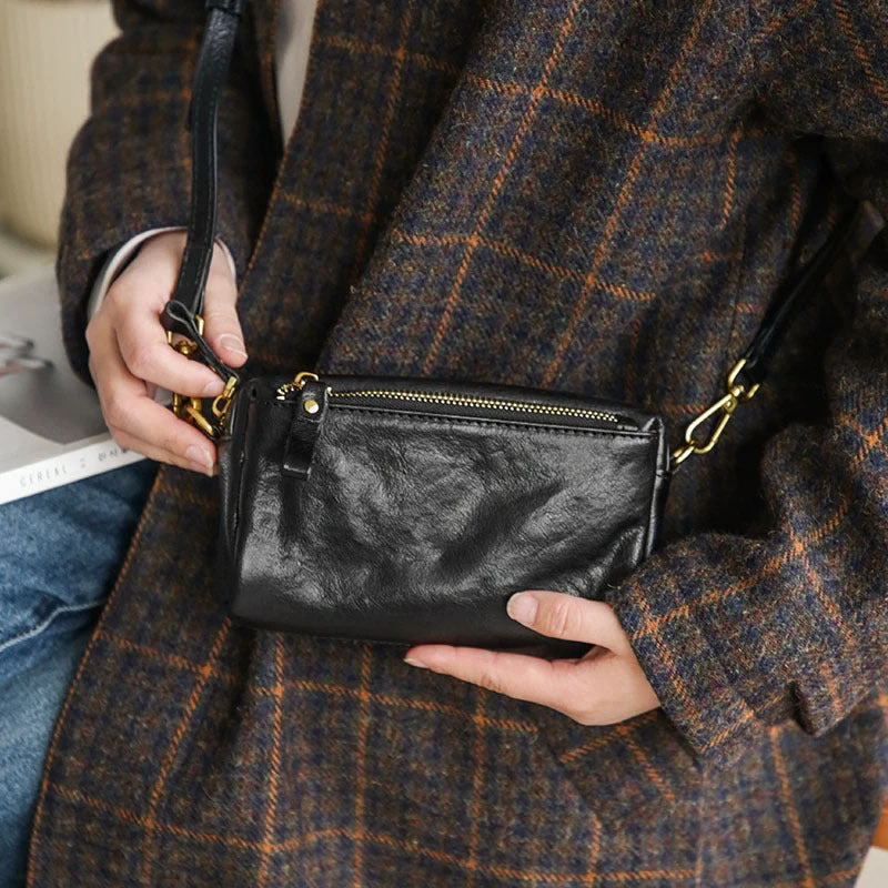 Women's First Layer Cowhide Leather Oblique Women's Handbag