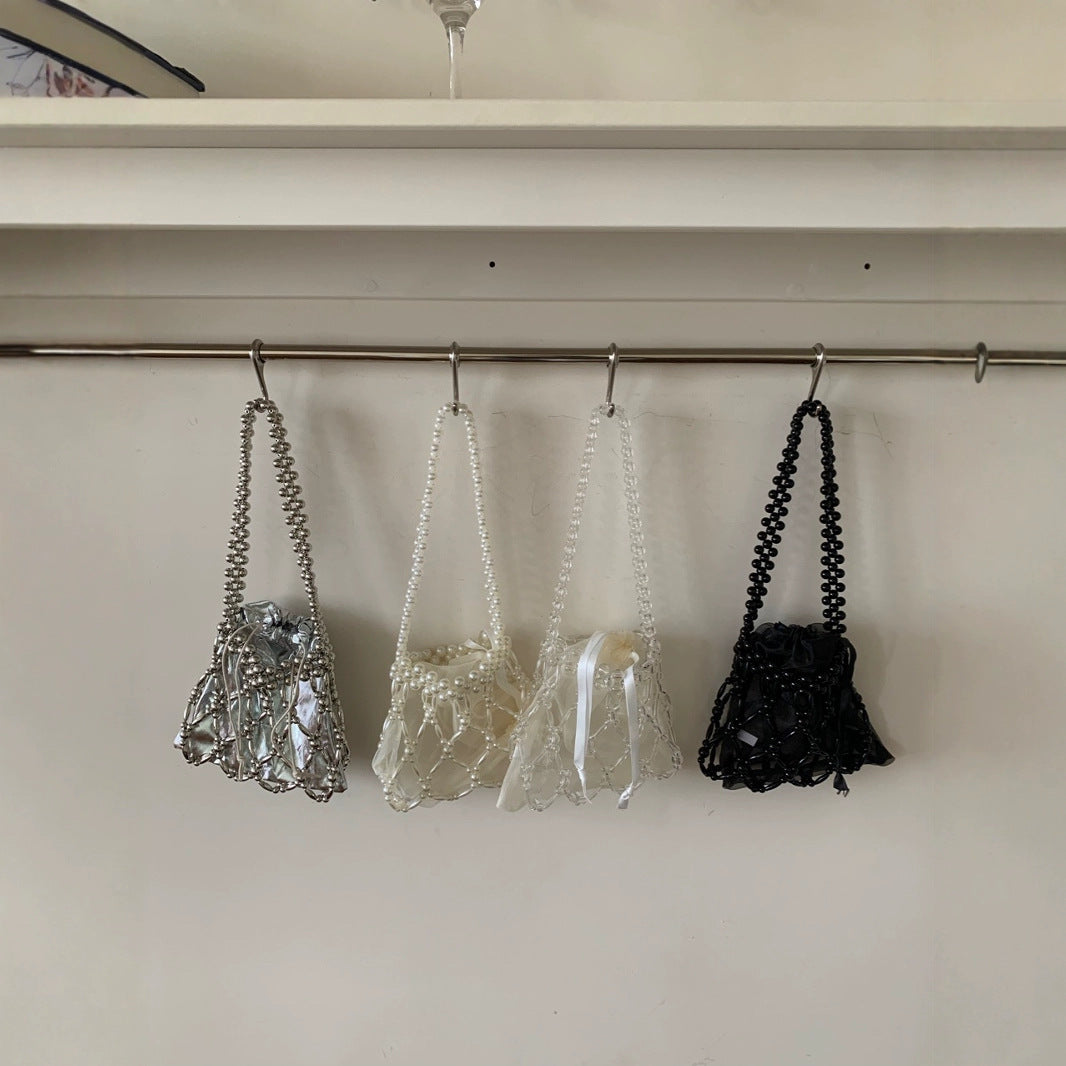Women's Handmade Pearl Hollow Beaded Vacation Weaving Women's Shoulder Bag
