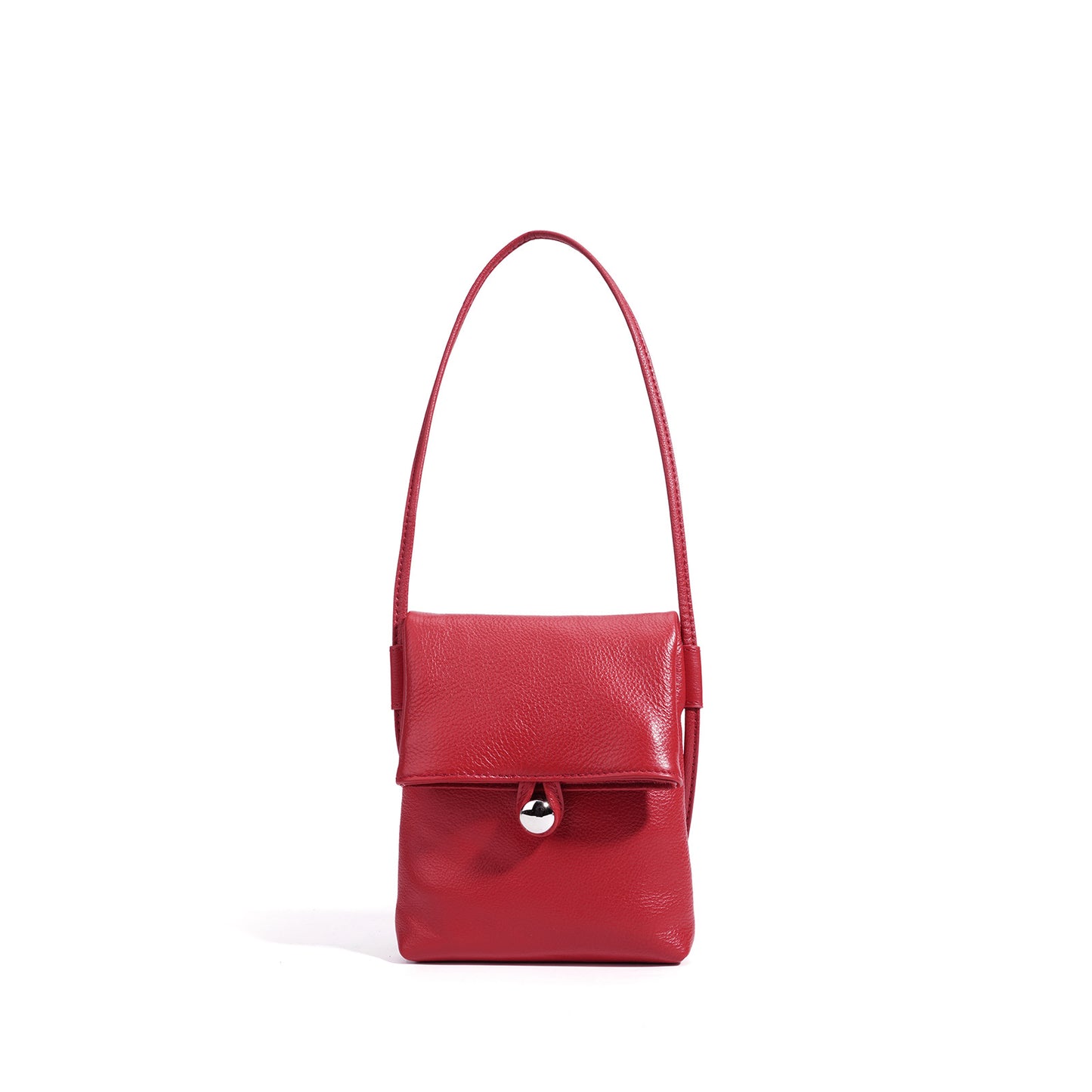 Women's Mini Fashion Vertical First Layer Cowhide Mobile Phone Bag