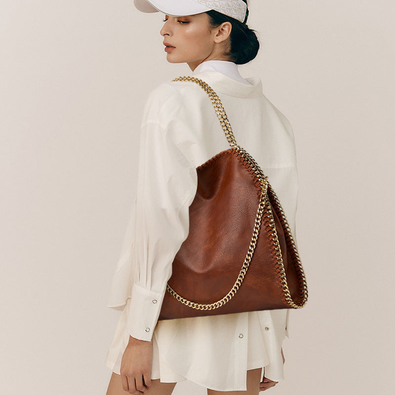 Women's Versatile Fashion Foldable Retro Simple Chain Women's Shoulder Bag