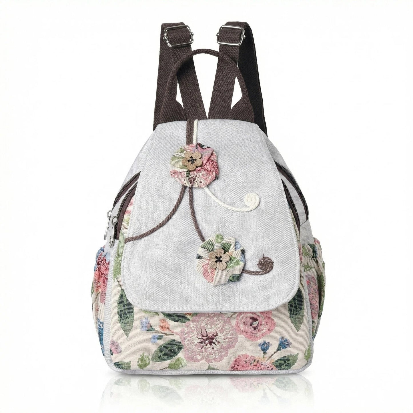 Ethnic Style Embroidered Female Canvas Fabric Leisure Backpack
