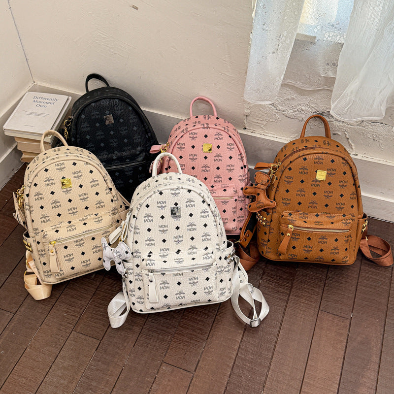Korean Style Fashionable Retro Classic Presbyopic Letter Backpacks