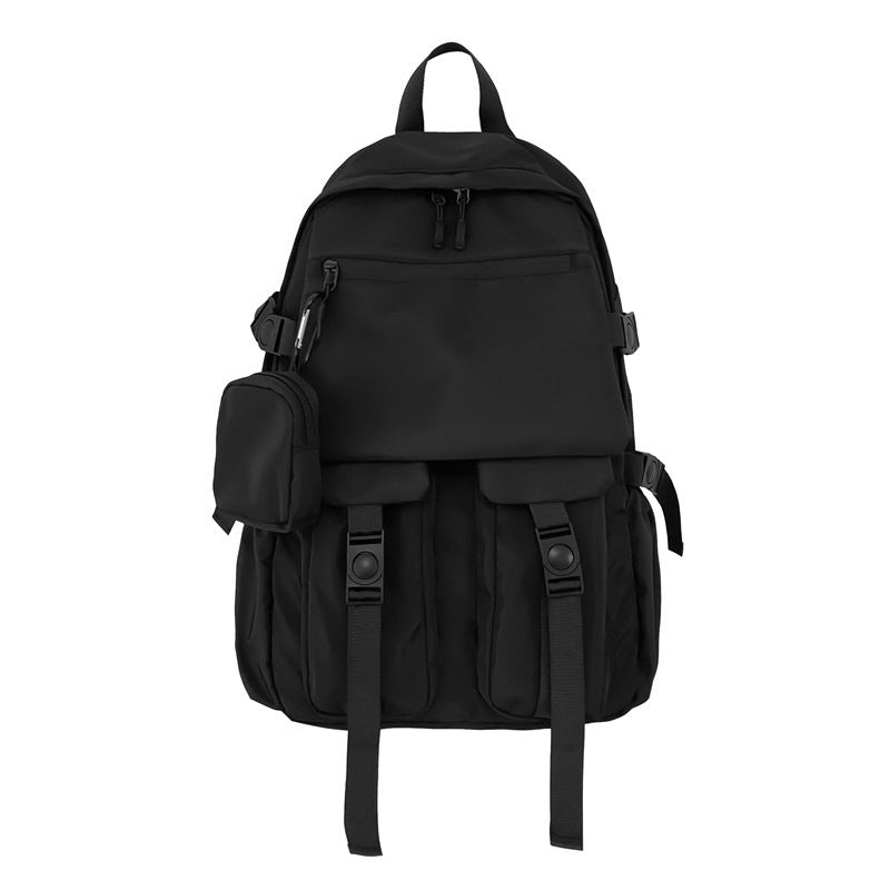 Men's Locomotive Style Large Capacity Solid Color Simple Waterproof Leisure Backpack