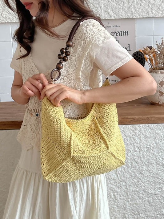 Women's Korean Style Hand-woven Crocheted Cotton Thread Underarm Lazy Bags