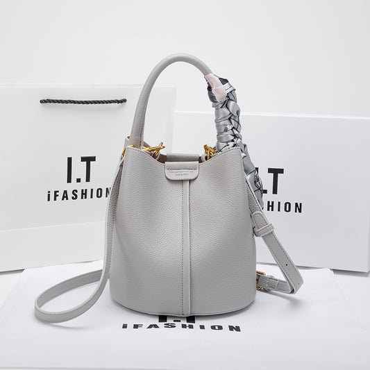 Women's Genuine Leather Made Korean Vegetable Basket Handbags